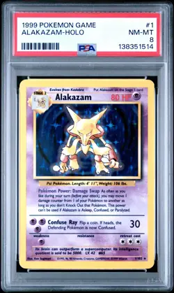 1999 Pokemon Base Set Alakazam Holo 1/102 PSA 8 1/102 - Image 1
