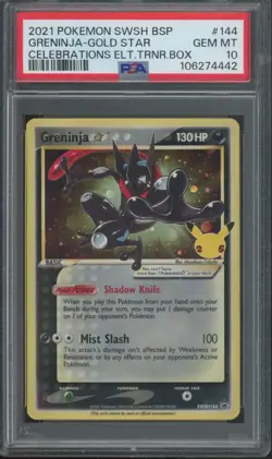 2021 Pokemon SWSH BSP Celebrations #144 Greninja Gold Star Gem Mint PSA 10 - Image 1