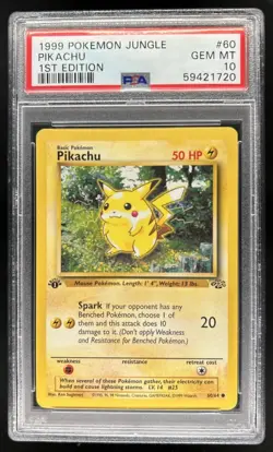 1999 Pokemon Jungle 1st Edition Pikachu #60/64 PSA 10 GEM MINT - Image 1