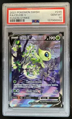 2021 Pokemon SWSH Fusion Strike Celebi V #245/264 PSA 10 GEM MINT - Image 1