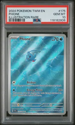 2024 POKEMON TWM EN-TWILIGHT MASQUERADE ILLUSTRATION RARE #175 PHIONE PSA 10 - Image 1