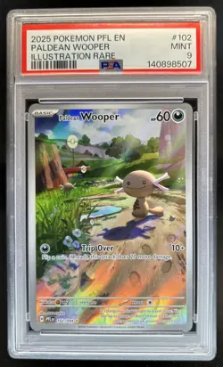2025 Pokemon Phantasmal Flames Paldean Wooper Illustration Rare #102/094 PSA 9 - Image 1