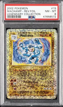2002 POKEMON LEGENDARY COLLECTION #15 MACHAMP-REVERSE FOIL PSA 8 - Image 1