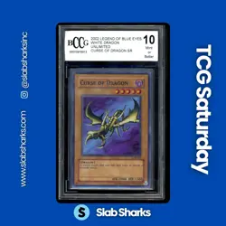 2002 YU-GI-OH! LEGEND OF BLUE EYES WHITE DRAGON #LOB-066 CURSE OF DRAGON BCCG 10 - Image 1