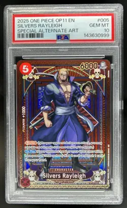 2025 One Piece Silvers Rayleigh Special Card Alternate Art Rare #OP09-005 PSA 10 - Image 1