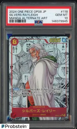 2024 One Piece OP08 Japanese #118 Silvers Rayleigh Manga Alternate Art PSA 10 - Image 1