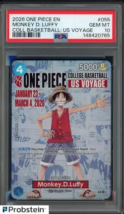 2026 One Piece EN College Basketball US Voyage #055 Monkey D Luffy PSA 10 - Image 1