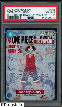2026 One Piece EN College Basketball US Voyage #055 Monkey D Luffy PSA 10 - Image 1