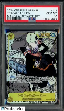 2024 One Piece OP10 Japanese #119 Trafalgar Law Manga Alternate Art PSA 10 - Image 1