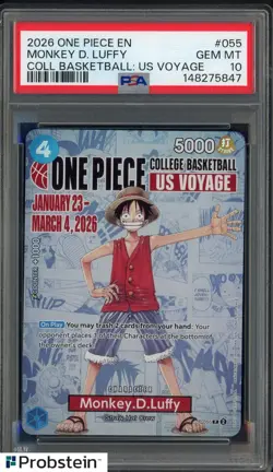 2026 One Piece EN College Basketball US Voyage #055 Monkey D Luffy PSA 10 - Image 1