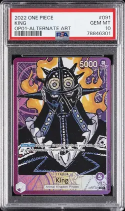 2022 ONE PIECE OP01-ROMANCE DAWN ALTERNATE ART #091 KING PSA 10 - Image 1