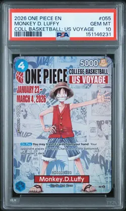 2026 ONE PIECE PROMOS COLLEGE BASKETBALL : US VOYAGE MONKEY D. LUFFY PSA 10 - Image 1