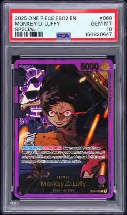 2025 ONE PIECE EB02-ANIME 25TH COLLECTION #060 MONKEY D. LUFFY PSA 10 - Image 1