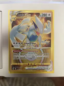 Pokemon TCG SWSH Silver Tempest Lugia VSTAR Card 211/195 Gold Secret Rare Holo - Image 1