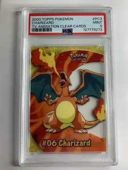 2000 Topps Pokemon TV #PC3 Charizard Clear Card Animation Series 2 PSA 9 MINT - Image 1