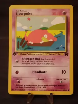 Pokemon Card Team Rocket 1st Edition Regular Finish Slowpoke 67/82 VLP-NM - Image 1