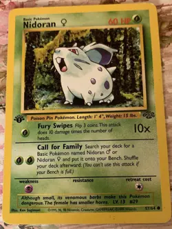Nidoran Jungle 57/64 Regular 1st Edition Common Pokemon TCG Base Set Vntg. Card - Image 1