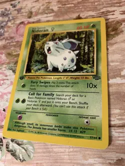 Nidoran Jungle 57/64 Regular 1st Edition Common Pokemon TCG Base Set Vntg. Card - Image 3