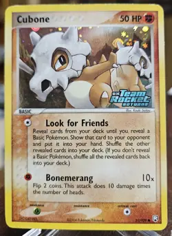 Pokemon TCG Cubone EX Team Rocket Returns Reverse Holo Stamped 51/109 2004 Card - Image 1