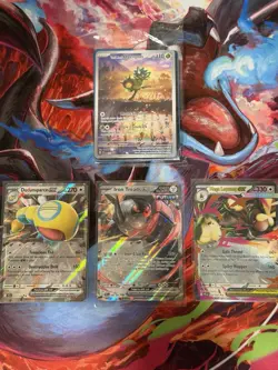 Pokemon TCG EX Holo 4 Card Lot Teal Mask Ogerpon Mega Lopunny Iron Treads Dudun… - Image 1