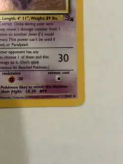 Pokemon Gengar 5/62 Fossil Holo Rare Unlimited English 1999 TCG Card - Image 4