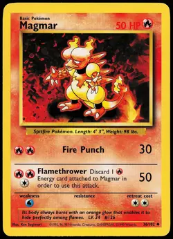 Magmar 36/102 Uncommon Base Set Pokemon Card - Image 1