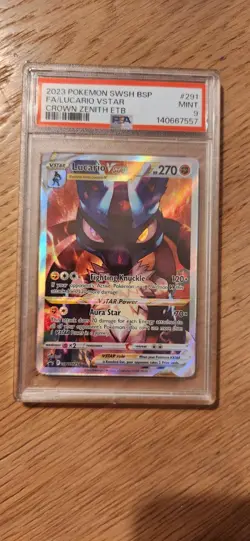 Pokemon TCG Lucario VSTAR SWSH291 Holo Black Star Promo Crown Zenith PSA 9 Mint - Image 1