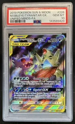 2019 Pokemon SM Unified Minds Mega Sableye Tyranitar Tag Team #226/236 PSA 10 - Image 1