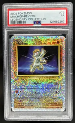 2002 Pokemon Legendary Collection Machop Reverse Holo #79/110 PSA 1 - Image 1