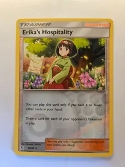 Erika's Hospitality [Reverse Holo] #56 Pokemon Hidden Fates LP - Image 1