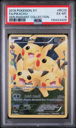 2016 POKEMON XY GENERATIONS RADIANT COLL #RC29 FULL ART/PIKACHU PSA 6 - Image 1