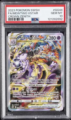 2023 POKEMON SWORD & SHIELD CROWN ZENITH #GG44 FULL ART/MEWTWO VSTAR PSA 10 - Image 1