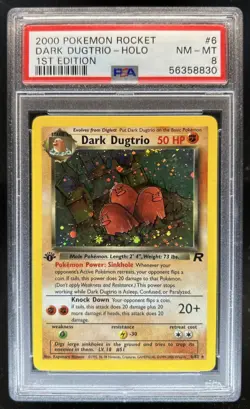 2000 Pokemon Team Rocket First Edition Dark Dugtrio Holo #6/82 PSA 8 - Image 1