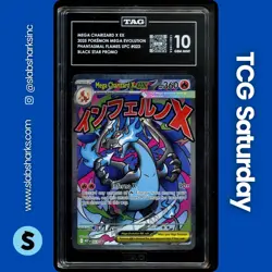 2025 POKEMON MEP BS PROMO MEGA CHARIZARD EX UPC #023 MEGA CHARIZARD X EX TAG 10 - Image 1