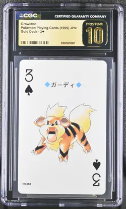 Growlithe 3 of Spades Gold Deck Pokemon Playing Cards Jpn CGC 10 Pristine Pop 3 - Image 1