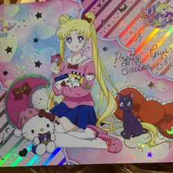 Sailor Moon Hello Kitty 30 Year GODDESS STORY Anime Holo Waifu Girl Card - Image 2