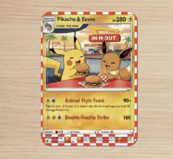 Pokemon PIKACHU EEVEE In N Out Burger Trading Card Glossy front - Image 1