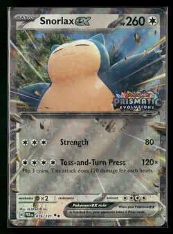 Snorlax ex (Prismatic Evolution Stamped) Double Rare Holo Jumbo Cards 076/131 NM - Image 1