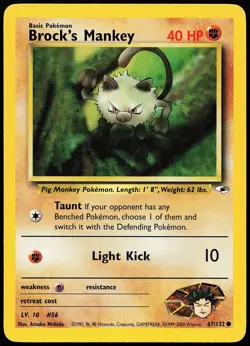 Brock's Mankey 67/132 Common Gym Heroes Pokemon Card - Image 1