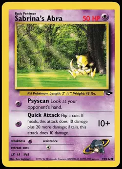 Sabrina's Abra 94/132 Common Gym Challenge Pokemon Card - Image 1