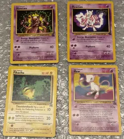 Pokemon TCG Vintage WOTC 4 Card Promo Lot - Pikachu 27 + 2 Mewtwo 3 14 + Mew 8 - Image 1