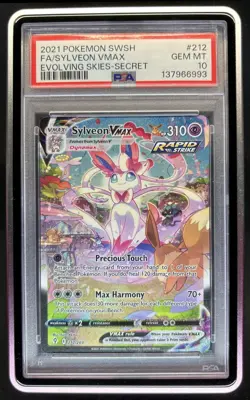 2021 Pokemon SWSH Evolving Skies Sylveon VMAX #212/203 PSA 10 GEM MINT - Image 1