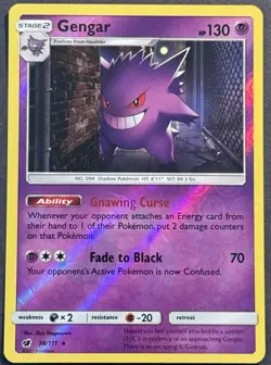 Pokemon TGC Gengar 38/111 Sun And Moon Crimson Invasion Reverse Holo LP-NM - Image 1