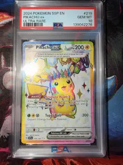 Pokemon Pikachu EX Surging Sparks #219/191 SV08 Gem Mint PSA 10 - Image 1