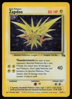 Zapdos 15/62 Rare Fossil Holo Stage Box ERROR Pokemon - Image 1