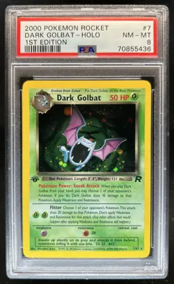 2000 Pokemon Team Rocket First Edition Dark Golbat Holo #7/82 PSA 8 - Image 1