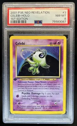2001 Pokemon Neo Revelation 1st Edition Celebi Holo #3/64 PSA 8 - Image 1