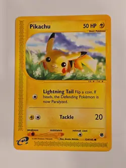 2002 Pikachu 124/165 Expedition Base Set Regular Pokemon TCG Vintage MP E-Reader - Image 1