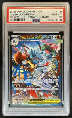 2025 Pokemon Mega Evolution Lucario ex Special Illustration Rare #179/132 PSA 10 - Image 1