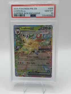 2025 POKEMON PRE EN-PRISMATIC EVOLUTIONS #006 LEAFEON EX PSA 10 - Image 1
